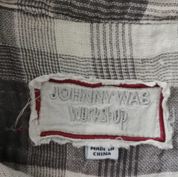 Johnny Was Hisako Embroidered Silk Button Blouse XS Plaid Japanese Floral Bird - Picture 14 of 17